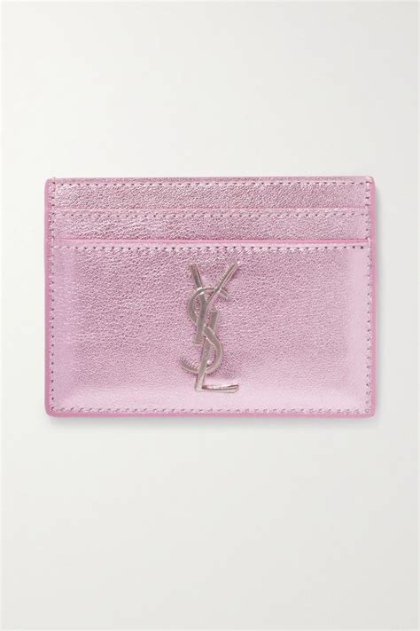 ysl pink metallic card holder